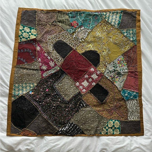 Other - Vintage Bohemian Patchwork Beaded Embroidered Handmade Tapestry Wall Hanging Art